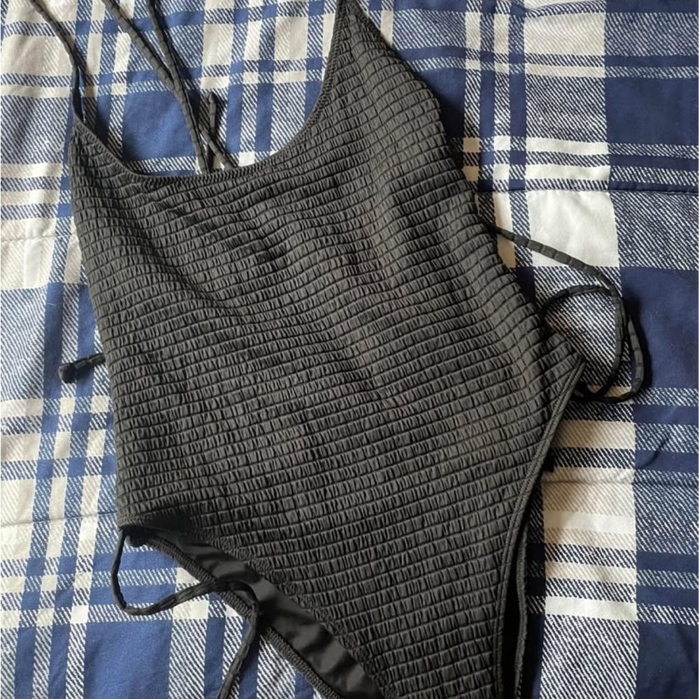 PacSun Textured Black One Piece Swimsuit